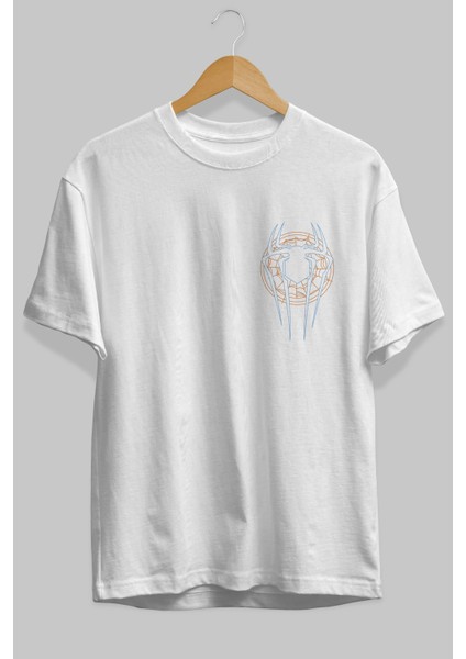 Spiderman (30) Ön Sol Baskılı Oversize T-Shirt Erkek Kadın Unisex Pamuk Bisiklet Yaka Tişort