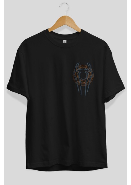 Spiderman (30) Ön Sol Baskılı Oversize T-Shirt Erkek Kadın Unisex Pamuk Bisiklet Yaka Tişort
