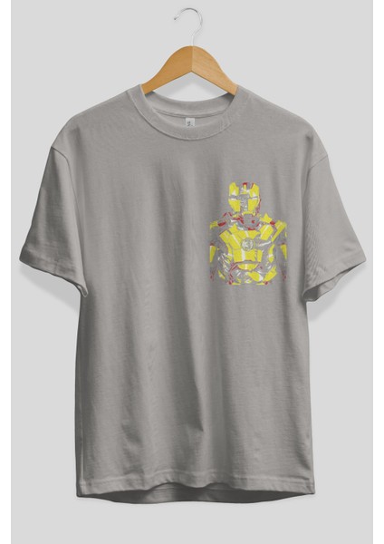 Iron Man (5) Ön Sol Baskılı Oversize T-Shirt Erkek Kadın Unisex Pamuk Bisiklet Yaka Tişort fiyatları
