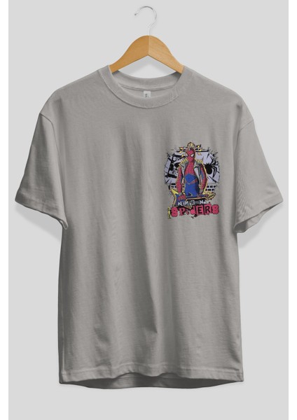 Spiderman Rock Ön Sol Baskılı Oversize T-Shirt Erkek Kadın Unisex Pamuk Bisiklet Yaka Tişort fiyatları