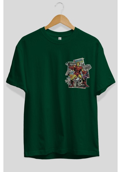 Iron Man (6) Ön Sol Baskılı Oversize T-Shirt Erkek Kadın Unisex Pamuk Bisiklet Yaka Tişort fiyatları