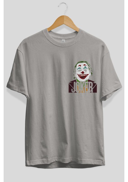 Joker (10) Ön Sol Baskılı Oversize T-Shirt Erkek Kadın Unisex Pamuk Bisiklet Yaka Tişort fiyatları