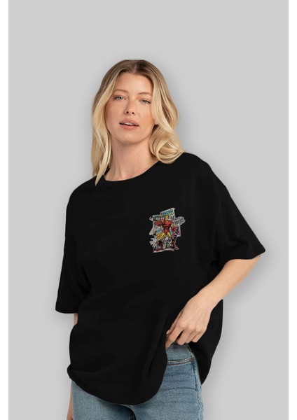 Iron Man (6) Ön Sol Baskılı Oversize T-Shirt Erkek Kadın Unisex Pamuk Bisiklet Yaka Tişort