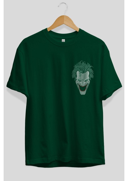 Joker (1) Ön Sol Baskılı Oversize T-Shirt Erkek Kadın Unisex Pamuk Bisiklet Yaka Tişort fiyatları