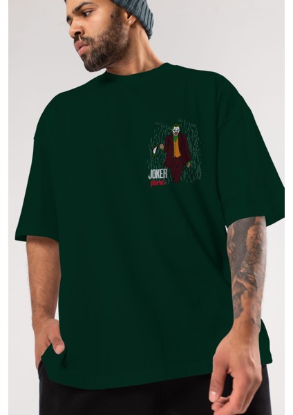 Joker (11) Ön Sol Baskılı Oversize T-Shirt Erkek Kadın Unisex Pamuk Bisiklet Yaka Tişort modelleri