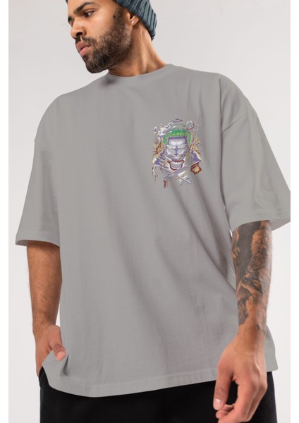 Joker Ön Sol Baskılı Oversize T-Shirt Erkek Kadın Unisex Pamuk Bisiklet Yaka Tişort modelleri