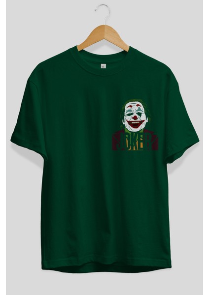 Joker (10) Ön Sol Baskılı Oversize T-Shirt Erkek Kadın Unisex Pamuk Bisiklet Yaka Tişort fiyatları