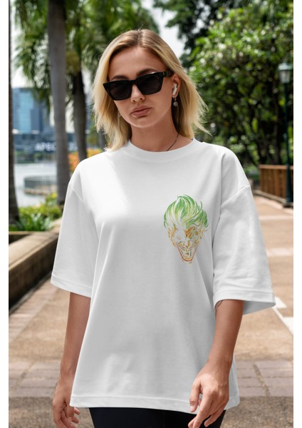 Joker (3) Ön Sol Baskılı Oversize T-Shirt Erkek Kadın Unisex Pamuk Bisiklet Yaka Tişort indirimleri