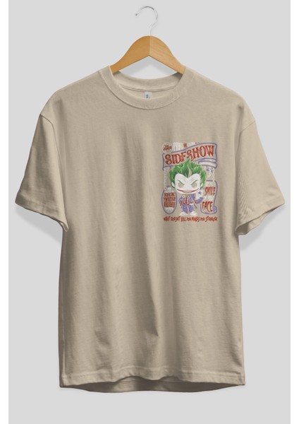 Joker (4) Ön Sol Baskılı Oversize T-Shirt Erkek Kadın Unisex Pamuk Bisiklet Yaka Tişort fiyatları