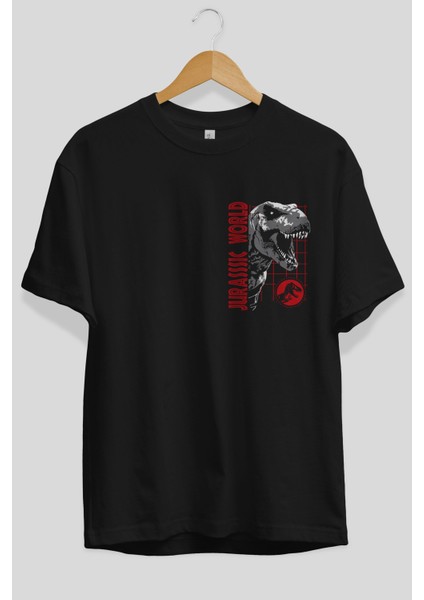 Jurassic Park (2) Ön Sol Baskılı Oversize T-Shirt Erkek Kadın Unisex Pamuk Bisiklet Yaka Tişort fiyatları