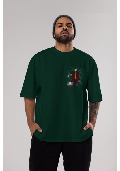 Joker (11) Ön Sol Baskılı Oversize T-Shirt Erkek Kadın Unisex Pamuk Bisiklet Yaka Tişort indirimleri