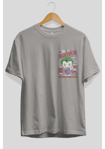 Joker (4) Ön Sol Baskılı Oversize T-Shirt Erkek Kadın Unisex Pamuk Bisiklet Yaka Tişort fiyatları