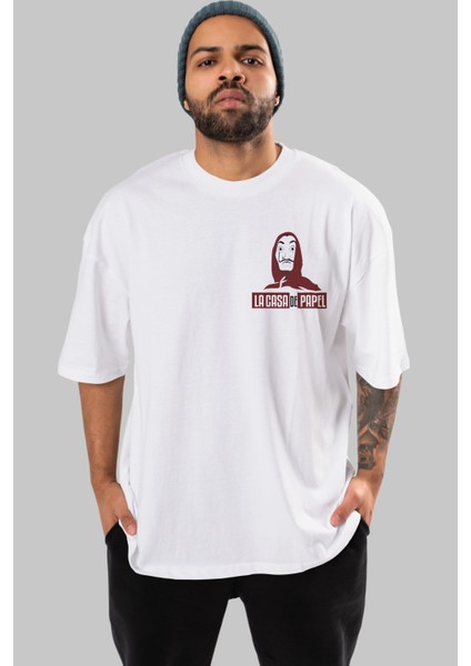 La Casa De Papel (1) Ön Sol Baskılı Oversize T-Shirt Erkek Kadın Unisex Pamuk Bisiklet Yaka Tişort