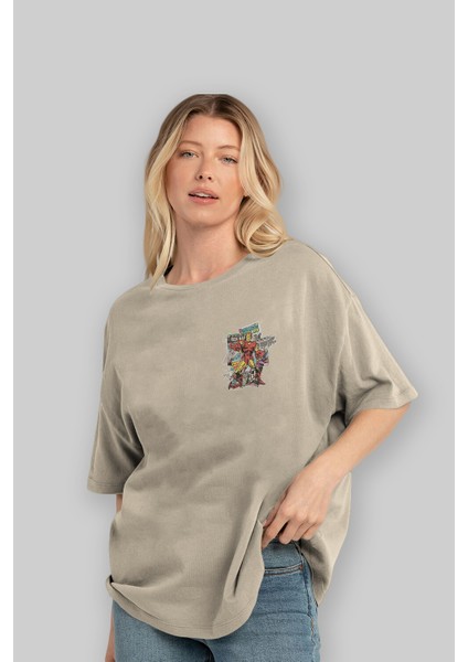 Iron Man (6) Ön Sol Baskılı Oversize T-Shirt Erkek Kadın Unisex Pamuk Bisiklet Yaka Tişort