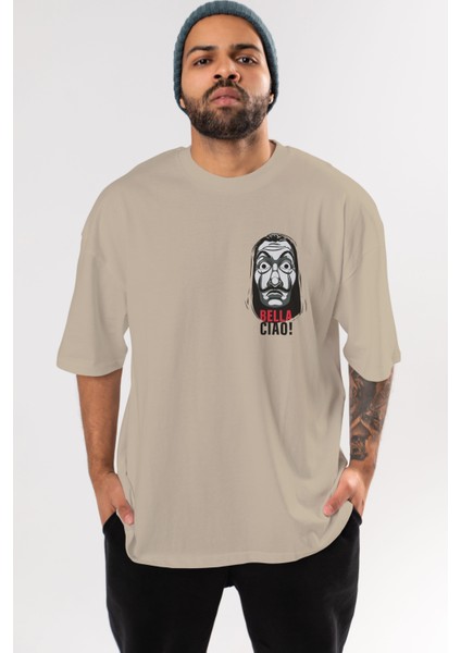 La Casa De Papel (12) Ön Sol Baskılı Oversize T-Shirt Erkek Kadın Unisex Pamuk Bisiklet Yaka Tişort