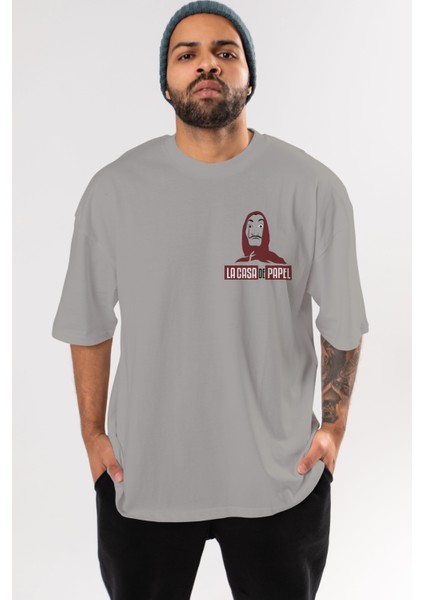 La Casa De Papel (1) Ön Sol Baskılı Oversize T-Shirt Erkek Kadın Unisex Pamuk Bisiklet Yaka Tişort