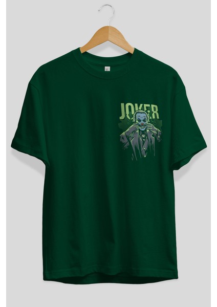 Joker (9) Ön Sol Baskılı Oversize T-Shirt Erkek Kadın Unisex Pamuk Bisiklet Yaka Tişort fiyatları