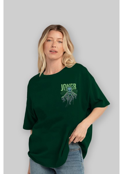 Joker (9) Ön Sol Baskılı Oversize T-Shirt Erkek Kadın Unisex Pamuk Bisiklet Yaka Tişort fırsatları