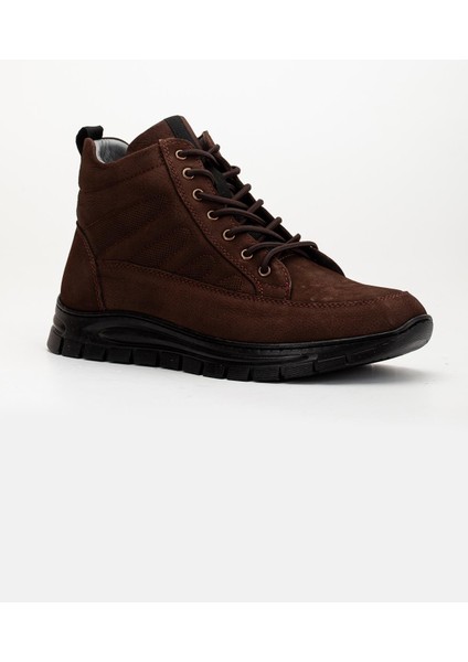 Hakiki Deri Nubuk Erkek Bot Kahve Elastik Bağcıklı Yan Baskılı fırsatları