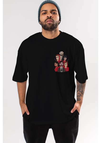 La Casa De Papel (13) Ön Sol Baskılı Oversize T-Shirt Erkek Kadın Unisex Pamuk Bisiklet Yaka Tişort