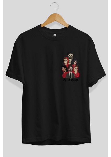 La Casa De Papel (13) Ön Sol Baskılı Oversize T-Shirt Erkek Kadın Unisex Pamuk Bisiklet Yaka Tişort fiyatları