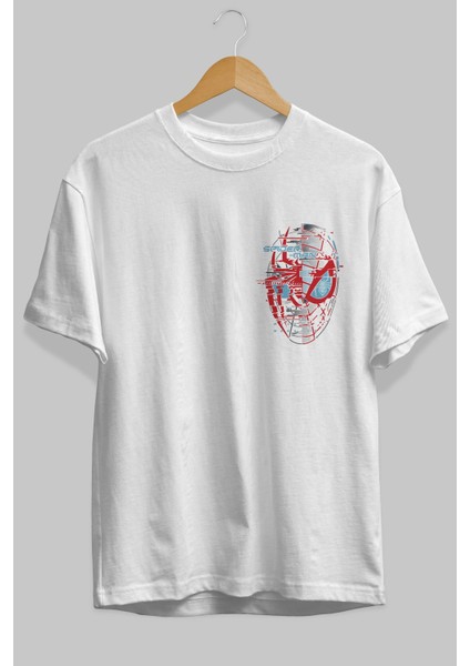 Spiderman (21) Ön Sol Baskılı Oversize T-Shirt Erkek Kadın Unisex Pamuk Bisiklet Yaka Tişort