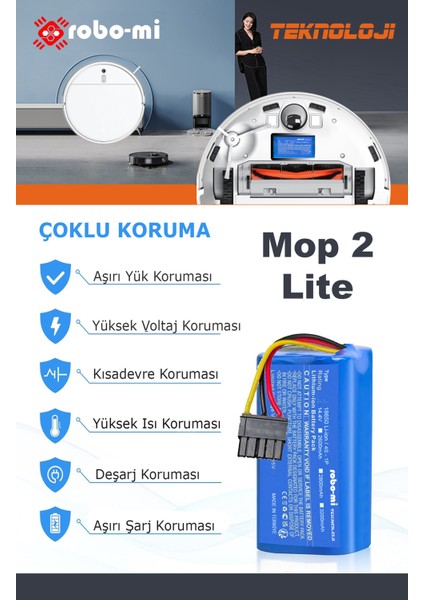 Xiaomi Mi Vacuum Mop 2 Lite 3200mAh Robot Süpürge Bataryası - Gerçek Kapasite, Maksimum Güvenlik fiyatları