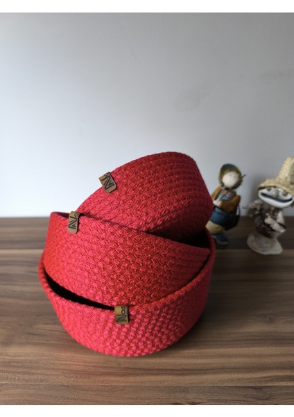 3 Lü Kırmızı Sepet, Havlu Sepeti, Mutfak ve Banyo Organizer, Çok Amaçlı Sepet Takımı 22 x 8 cm fiyatları