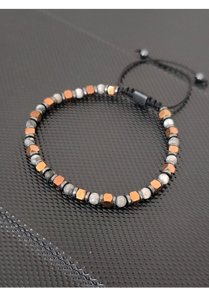 4 mm Gri Jasper-4 mm Kahverengi Küp Hematit Doğaltaş Bileklik Takı Aksesuar