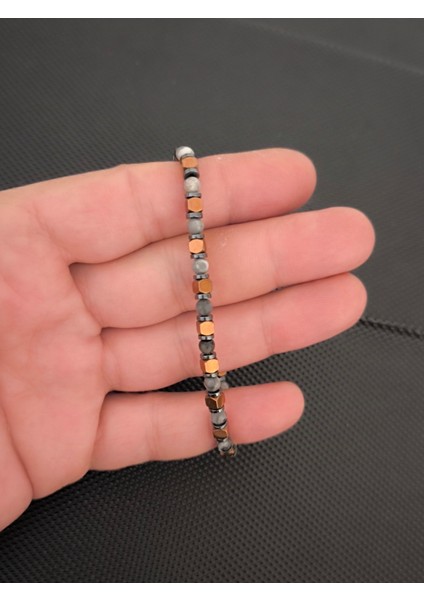 4 mm Gri Jasper-4 mm Kahverengi Küp Hematit Doğaltaş Bileklik Takı Aksesuar