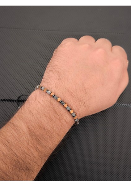 4 mm Gri Jasper-4 mm Kahverengi Küp Hematit Doğaltaş Bileklik Takı Aksesuar