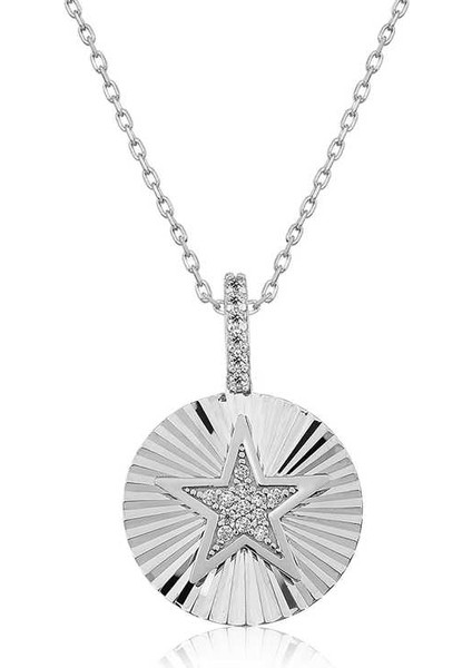 925 Ayar Gümüş Fırfırlı Yıldız Kadın Gümüş Kolye