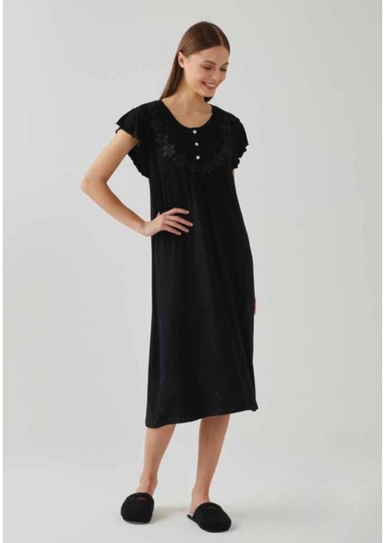 Kadın Kısa Kol Midi Boy Gecelik