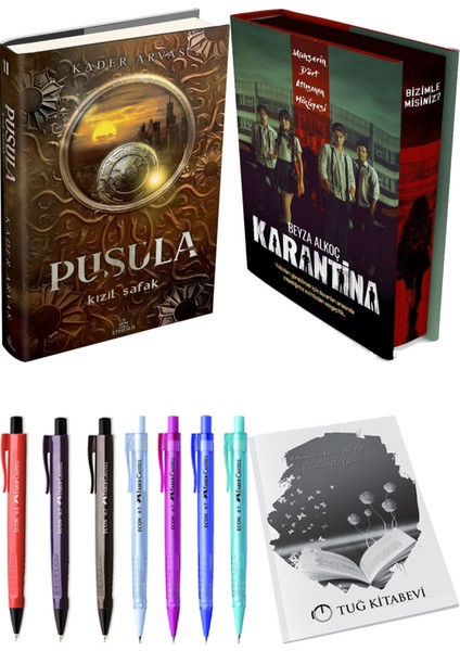 Karantina 1. Perde Film Özel Baskı Ciltli ve Pusula 2 Kızıl Şafak Ciltli Kader Arvas (2li Set)