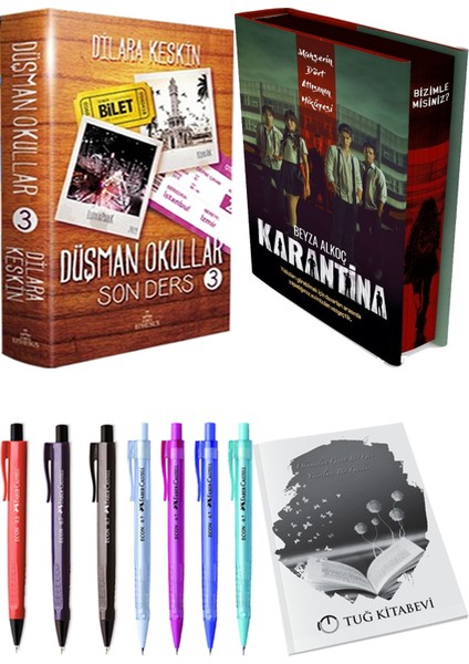 Karantina 1. Perde Film Özel Baskı Ciltli ve Ephesus Düşman Okullar 3 Ciltli Dilara Keskin (2li Set)