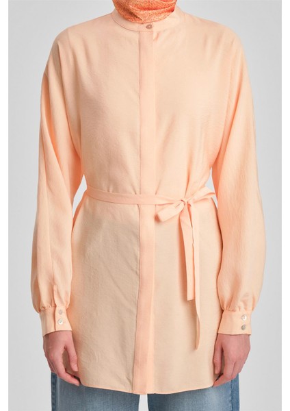 Sedef Düğmeli Kuşaklı Gömlek 24Y3545 Şeftali indirimleri