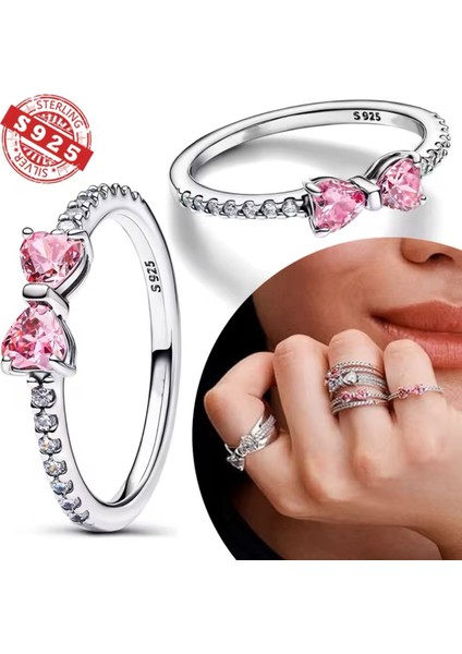 Gümüş Işıltılı Pembe Fiyonk Yüzük