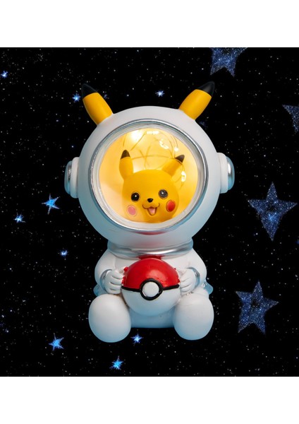 Pokemon Go Astronot Pikachu Gece Lambası Biblo Dekoratif Ürün Ev Ofis Yeni Yıl Doğum Günü si