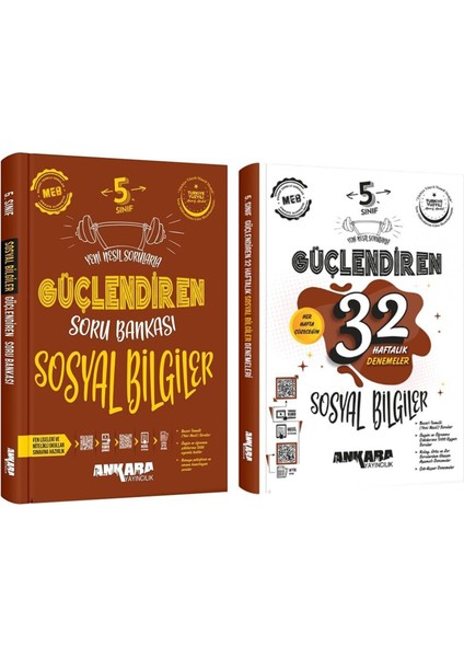 5. Sınıf Sosyal Bilgiler Güçlendiren Soru Bankası ve 32 Haftalık Deneme Seti 2 Kitap