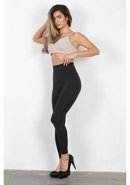 Yüksek Bel Ipeksi Dokulu Toparlayıcı Etkili Spor Tayt - Yumuşak Formlu Slim Yoga Pilates Tayt