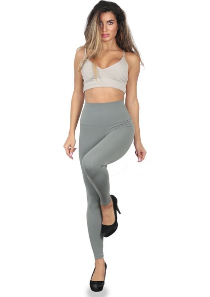 Yüksek Bel Ipeksi Dokulu Toparlayıcı Etkili Spor Tayt - Yumuşak Formlu Slim Yoga Pilates Tayt
