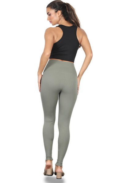 Fitilli Şardonlu Termal Yüksek Bel Tayt - Toparlayıcı Etkili Kışlık Slim Spor Kadın Giyim Tayt