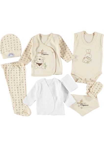 Organik Tavşan Nakışlı 8'li Zıbın Seti