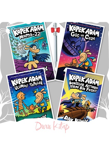 Köpek Adam Mama 22 - Köpek Adam Güç ve Ceza - Köpek Adam Ulumalı Tepeler - Köpek Adam Denizler Altında Yirmi Bin Fesat 4 Kitap - Dav Pilkey - Tükenmez Kalem
