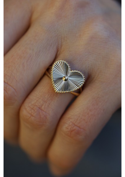 14 Ayar Altın Işıltılı Kalp Yüzük fiyatları