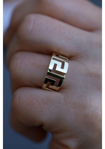 14 Ayar Altın Greek Desenli Yüzük modelleri