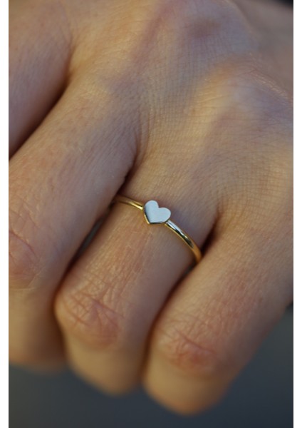 14 Ayar Altın Taşsız Kalp Yüzük modelleri