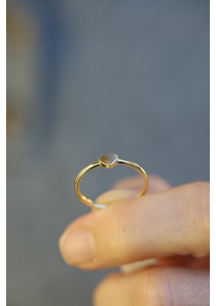 14 Ayar Altın Taşsız Kalp Yüzük fırsatları