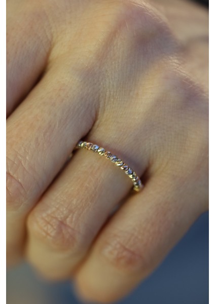 14 Ayar Altın Üç Renkli Tek Sıra Dorika Yüzük