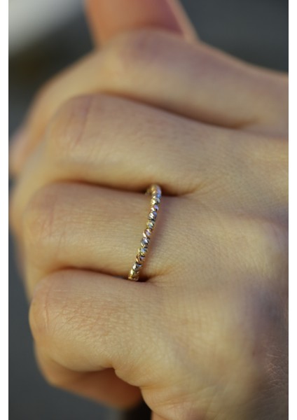 14 Ayar Altın Üç Renkli Tek Sıra Dorika Yüzük modelleri